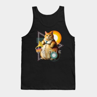 Chunky Cat - Person Cat Owner Funny a Retro Synthwave Cat Tank Top